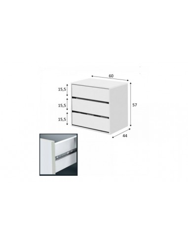 Cajonera 60cm de Armario con 3 Cajones