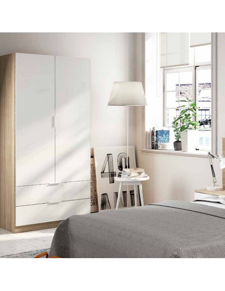 Armario 2 Puertas + 2 Cajones Blanco