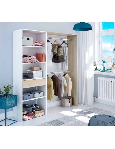 Armario Vestidor con Estantería 60cm + 2 Barras
