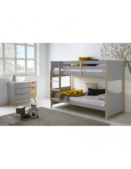 Litera Dorvus de Madera de Pino DM Lacada Gris