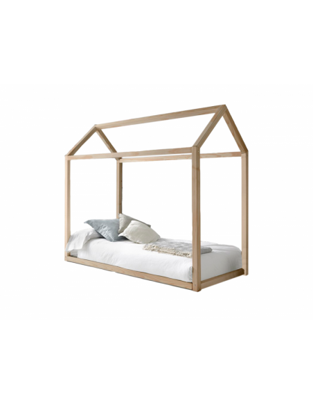 Cama Casita KidHome fabricada en Madera de Pino Natural