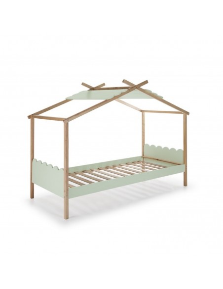 Cama Cabaña de Madera de Pino DM Lacado Verde Roca