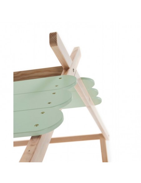 Cama Cabaña de Madera de Pino DM Lacado Verde Roca