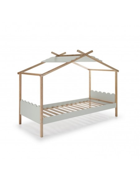 Cama Cabaña de Madera de Pino DM Lacado Gris Claro