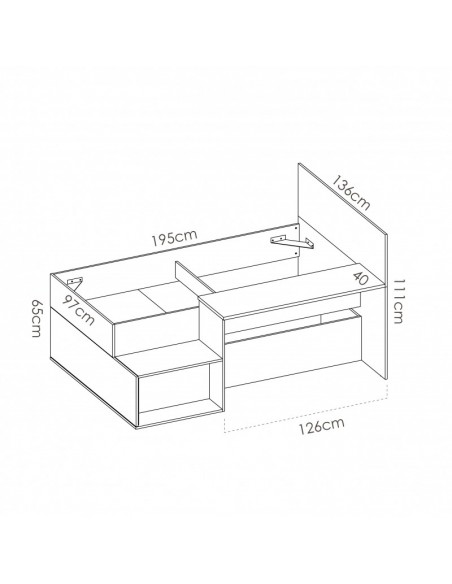 Cama Compacta + Escritorio modelo Checa