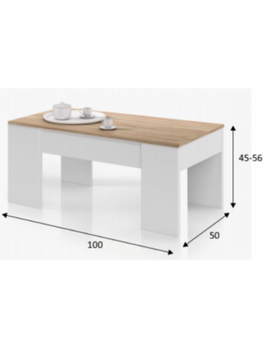 Mesa de Centro Elevable Blanco y...