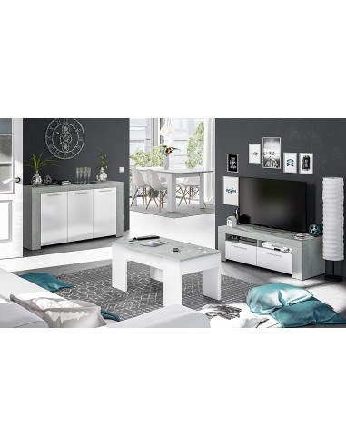 Mesa de Centro Elevable Blanco y Gris