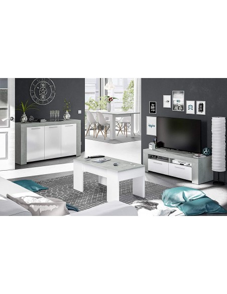 Mesa de Centro Elevable Blanco y Gris