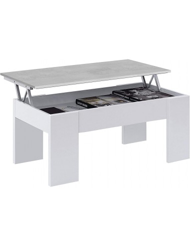 Mesa de Centro Elevable Blanco y Gris
