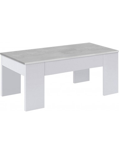 Mesa de Centro Elevable Blanco y Gris
