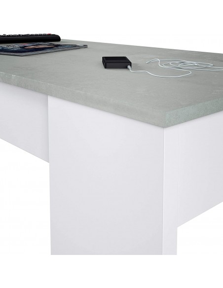 Mesa de Centro Elevable Blanco y Gris
