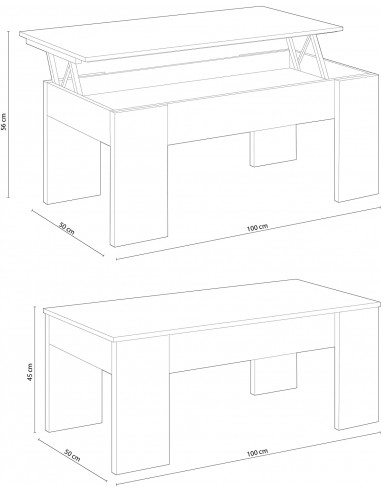 Mesa de Centro Elevable Blanco y Gris