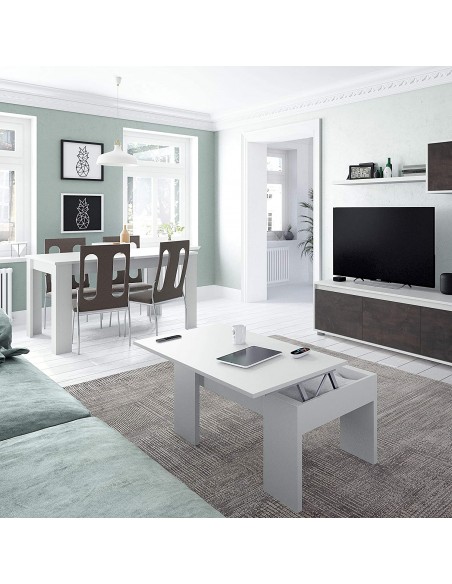 FLOW Mesa Centro Elevable Blanco Modelo Forbes