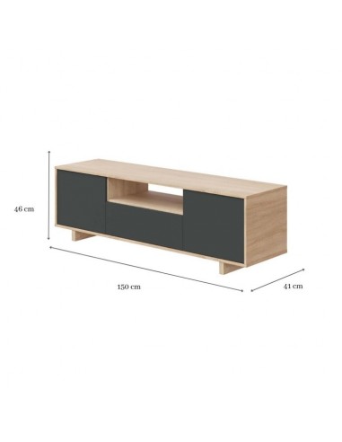 Mueble TV 3 Puertas Cambrian y Negro