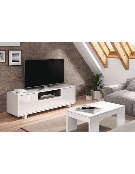 Mueble TV con 3 Puertas Blanco