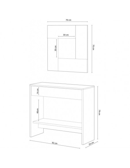 Recibidor Consola 1 Cajón con Espejo