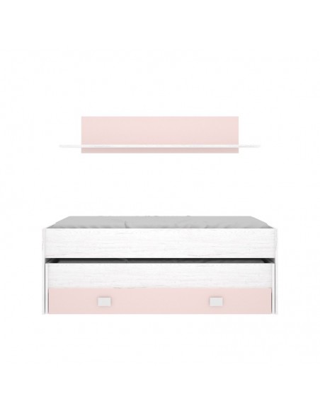 Cama Compacta con 2 Camas + Cajón y Estante color Azul y Blanco