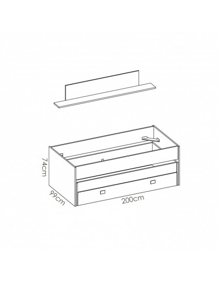 Cama Compacta con 2 Camas + Cajón y Estante color Azul y Blanco