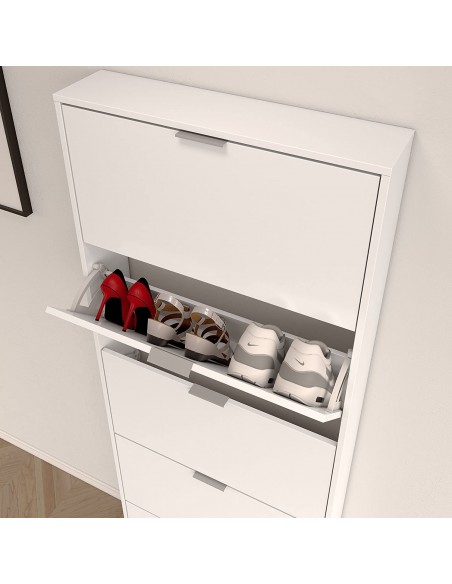 Zapatero de 5 Puertas Abatibles Blanco