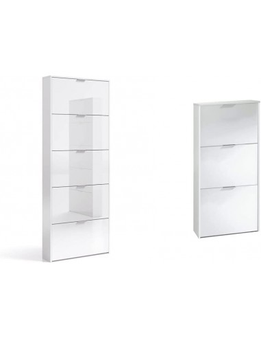 Zapatero de 5 Puertas Abatibles Blanco
