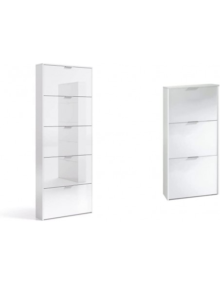 Zapatero de 5 Puertas Abatibles Blanco