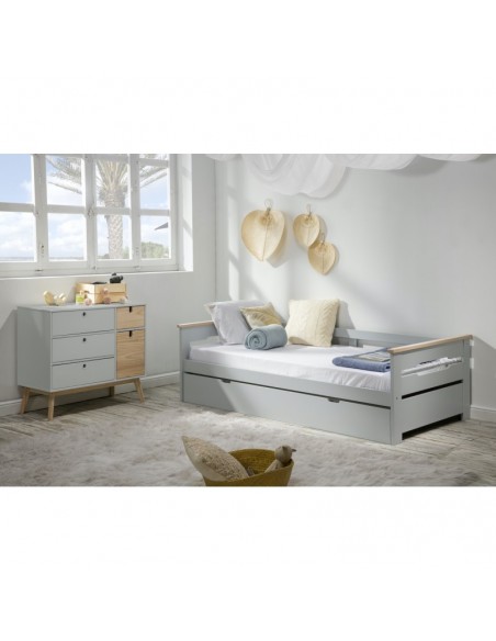 Cama Nido lacado Gris Claro con Somier de Arrastre