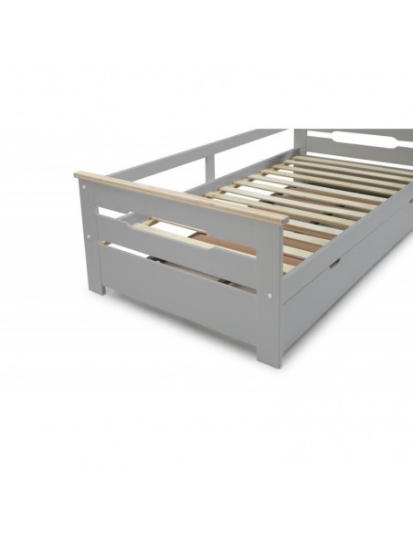 Cama Nido lacado Gris Claro con Somier de Arrastre