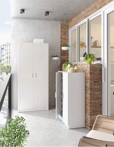 Armario Escobero de 2 Puertas Blanco