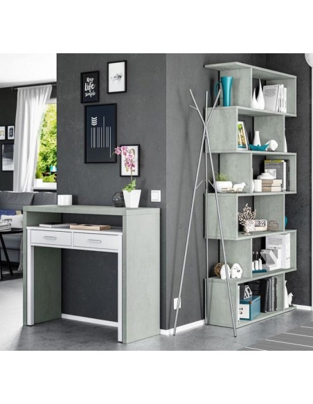 Escritorio Desplazable Blanco y Gris Claro