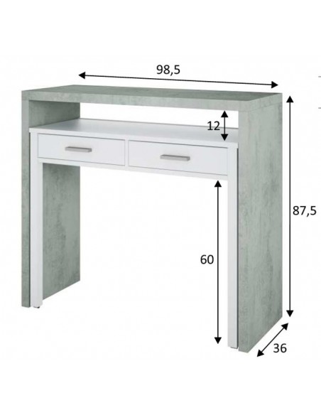 Escritorio Desplazable Blanco y Gris Claro