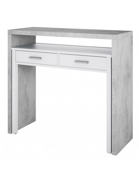Escritorio Desplazable Blanco y Gris Claro