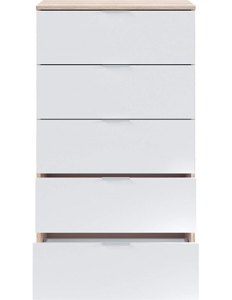 Sinfonier 5 Cajones Color Roble y Blanco