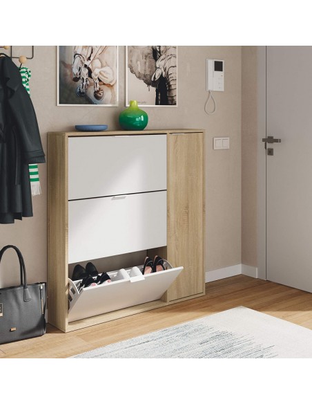 Zapatero 3 Puertas + Puerta Vertical Cambrian y Blanco