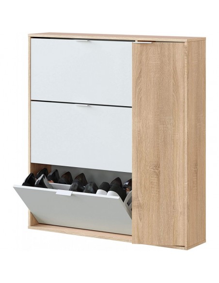 Zapatero 3 Puertas + Puerta Vertical Cambrian y Blanco