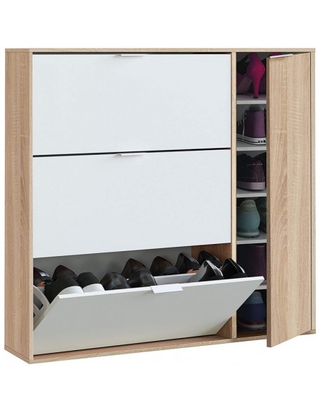 Zapatero 3 Puertas + Puerta Vertical Cambrian y Blanco