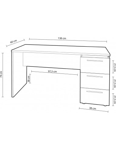 Mesa Despacho 3 Cajones blanco