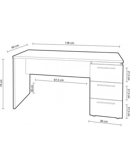 Mesa Despacho 3 Cajones blanco