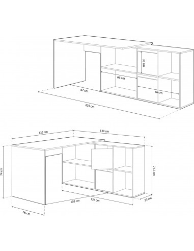 Mesa Despacho con Buc 3 Cajones 203cm