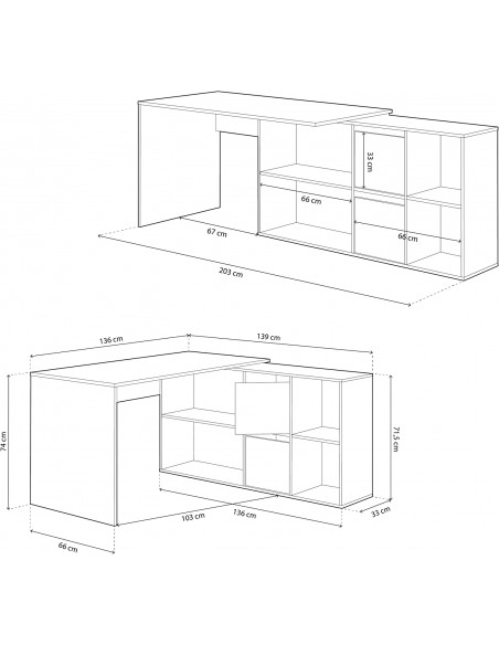 Mesa Despacho con Buc 3 Cajones 203cm