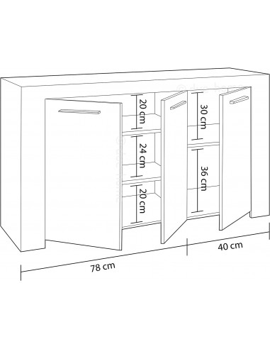 Aparador de 3 Puertas blanco