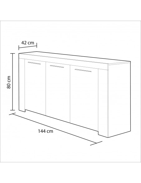 Aparador de 3 Puertas blanco