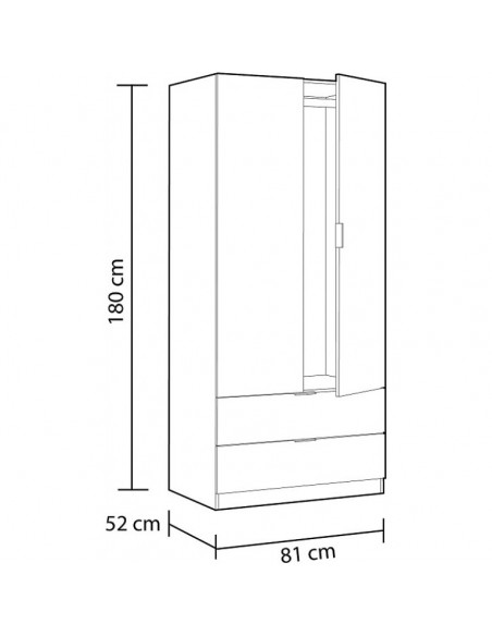 Armario 2 Puertas + 2 Cajones Blanco