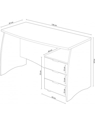 Mesa Despacho con 3 Cajones