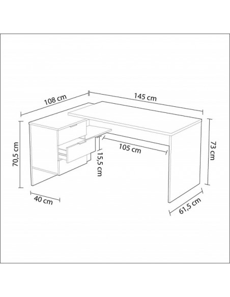 Mesa Despacho con Buc 3 Cajones