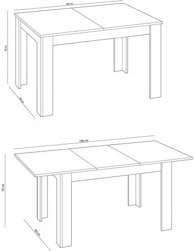 Kendra Mesa de comedor 90x140-190...