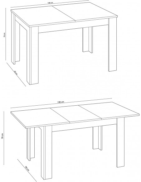 Kendra Mesa de comedor 90x140-190 EXTENSIBLE artik