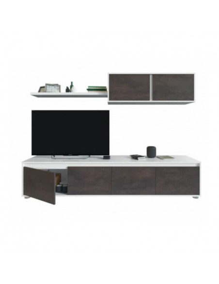 Salon de TV Completo 200cm Wengue y Blanco