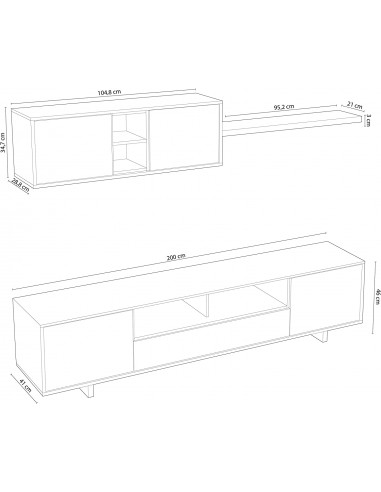 Salon TV Completo 200cm Blanco Salon TV Completo 200cm Blanco