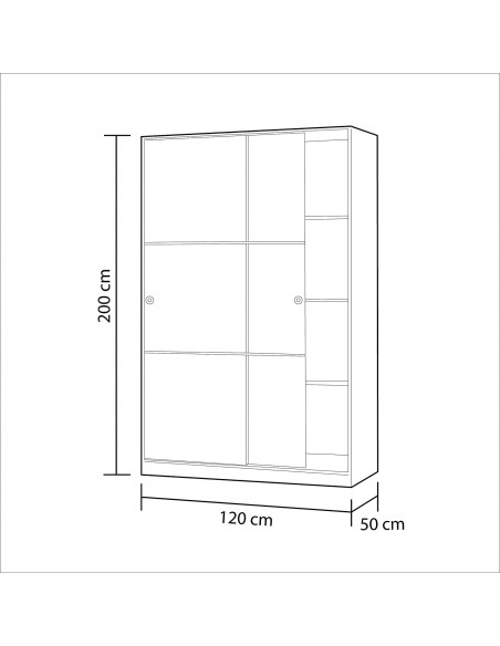 Armario 2 Puertas Correderas con Baldas Blanco