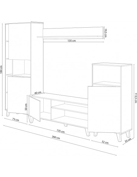 Salon TV Modular 260cm Blanco
